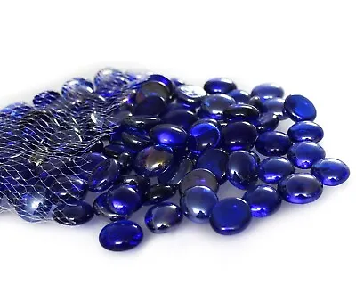 Decorative Blue 250g Glass Pebble Stones Beads Vase Nuggets Wedding Decoration • £3.99