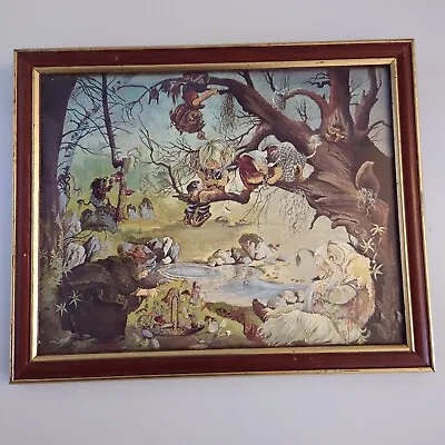 Vintage Dufex Foil Art Picture Jean & Ron Henry Goblin Forest Framed 11 X9   • $18.59