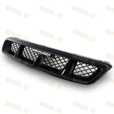 For 96-98 HONDA CIVIC 2/3/4DR Mugen Black Front Hood Mesh ABS Grille Grill Combo • $35.88