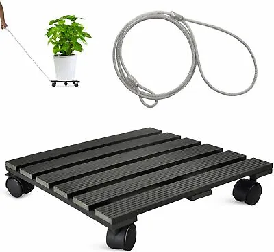 $24.69 • Buy Plant Dolly Stand 14 In Rolling 5 Wheels With Wire Caddy Holder Patio Pot Black