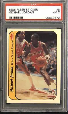 1986 Michael Jordan PSA 7 Rookie Fleer Sticker #8 RC • $720