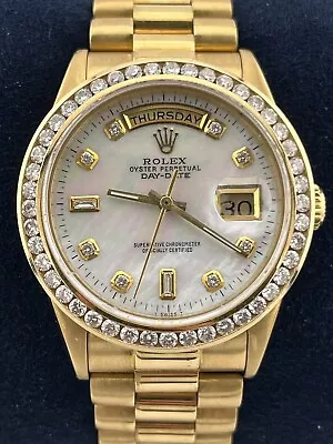 Rolex Day-Date 36mm President 18k Gold 18038 Mother Of Pearl Diamond Dial Bezel • $19500