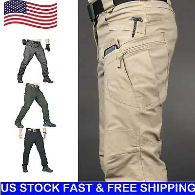 Tactical Cargo Pants Mens Work Pants Combat Outdoor Waterproof Hiking Trousers • $26.59