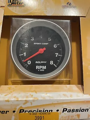 Auto Meter Tachometer Gauge 3991; Sport-Comp 0 To 8000 RPM 3-3/8  In-Dash Mount • $120