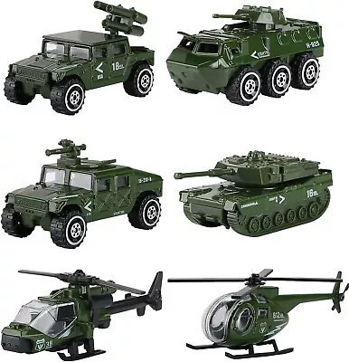 Diecast Toy Vehicles 6 Pack Alloy Metal Action Toys Model Cars Playset Tank • $24