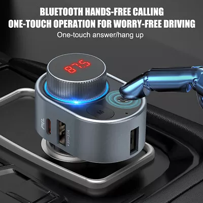 Wireless Bluetooth PD 30W USB Car FM Transmitter Car Charger Adapter MP3 Player • £15.99