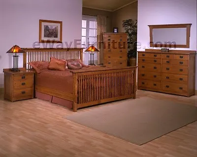 100% Solid Rift & Quarter Sawn Oak Mission Queen Bed American Made Furniture  • $2299