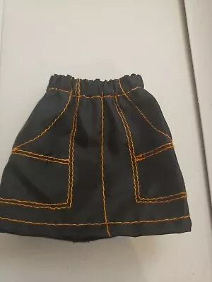 Barbie Doll BLACK MINI Skirt  WITH ORANGE STITCHING • $4