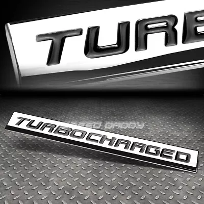 Metal Grill Trunk Emblem Decal Logo Trim Badge Polished Black Text Turbocharged • $5.38