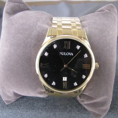 Bulova Men's Quartz Diamond Accent Date Indicator Gold-Tone 40mm Watch 97D108 • $90