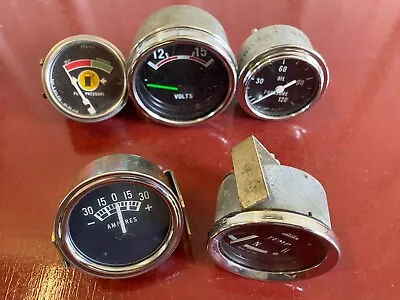 New Used Oil Pressure Ampere Temp Gas Voltage Dash Gauge Mixed Lot (5) • $39.99