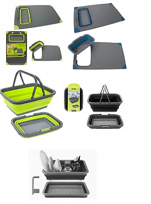 Summit POP Folding Basket/chopping Board/Drainer Green Grey Blue Camping Caravan • £15.99