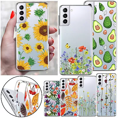 Flower Printed Case Clear Phone Cover For Samsung Galaxy A05S A14 A54 S23 FE S24 • £5.27