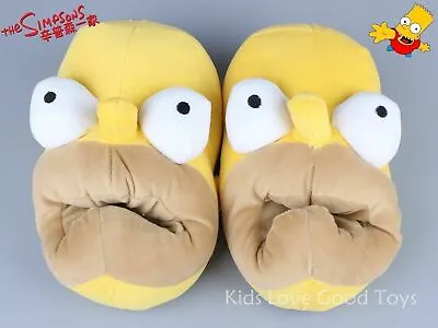 New Novelty Homer Simpson Slippers Yellow Adult Funny Plush Big Mouth Shoes • $17.99