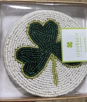 $28.95 • Buy Storehouse St. Patrick's Shamrock Set Of 4 Beaded Large 4.8” Coasters NIB