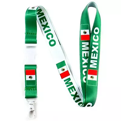 $49.99 • Buy Mexico Flag Lanyard Keychain Reversible Strap Holder Bandera De Mexico Llavero