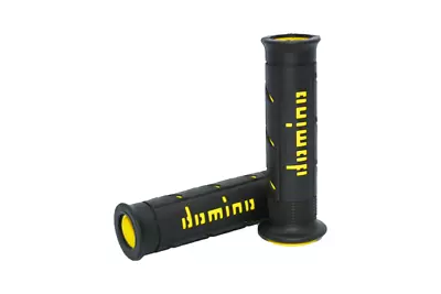 Domino A250 Black / Yellow Open End Soft Road Grips To Fit Yamaha XV 250 Virago • $29.78