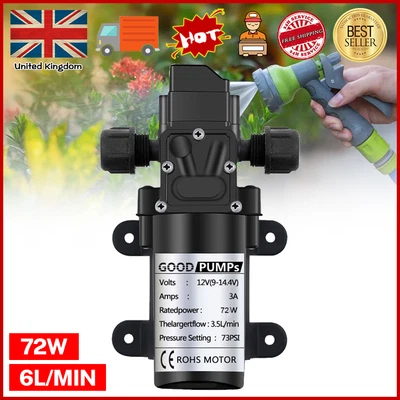 £12.99 • Buy 12V Water Pump High Pressure Diaphragm Self Priming 130PSI 6L/Min RV Caravan UK