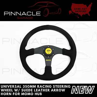 Universal 350mm Racing Steering Wheel W/ Suede Leather Arrow Horn For Momo Hub • $67.99