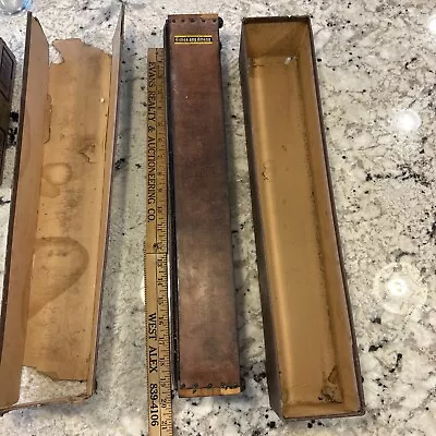 Vintage Straight Razor Stropping Leather On Wood Block W/ Original Box 20  Long • $39.99