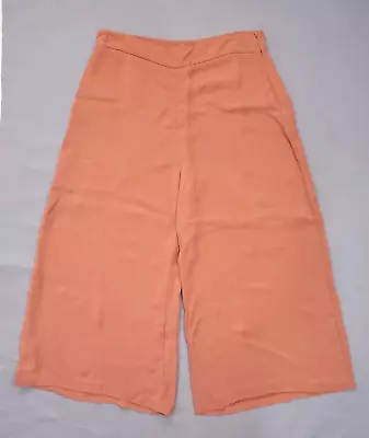 Karen Millen Trousers Size 14 16 Wide Leg Culotte High Waist Cropped Rust W34 • £16.99