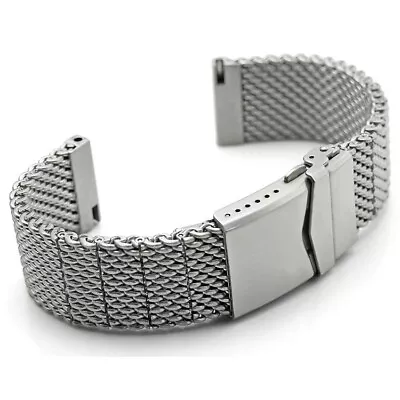 Brushed Solid Stainless Steel Watch Band Strap Shark Mesh Bracelet Quick Release • $36.99