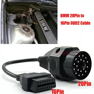 20 Pin To 16 Pin OBD2 Adapter Connector Scanner Cable For BMW E36 E38 E39 E46 Z3 • $7.98