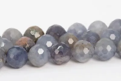 7MM Genuine Natural Light Color Iolite Beads A Micro Faceted Round Loose Beads • $5.57