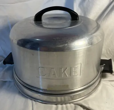 $39.99 • Buy KROMEX 2-Part Metal Cake Tin Carrier Holder Locking Lid 1950s Vintage FLAW Read