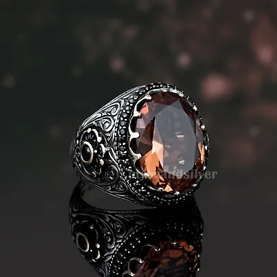 Solid 925 Sterling Silver Turkish Jewelry Alexandrite Men's Ring All Size • $55