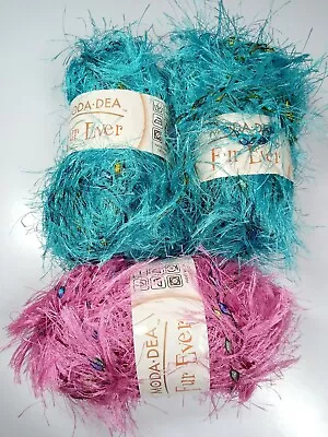 Lot Of 3 Skeins Moda Dea Fur Ever Yarn Novelty Fringe • $5.95