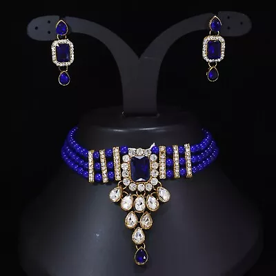 Bollywood Indian Gold Tone Bridal Fashion Jewelry Necklace Earring Set • $8.99