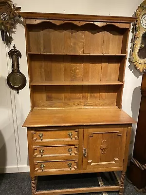 Antique Country Rustic Oak Farmhouse Kitchen Dresser • £395