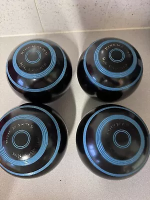 Set Of 4 Rinkmaster Lawrie Size 5 Lawn Bowls B.I.B.C. A93 Blue Ring • £0.99