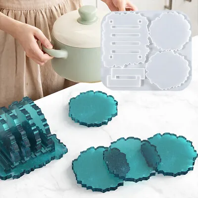 £4.95 • Buy Silicone Coaster Cup Mat Pad Resin Casting Mold Storage Rack Stand Epoxy Mould