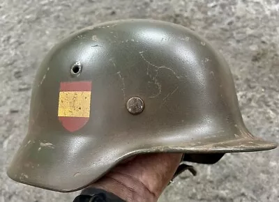 WWII German Helmet M40/ET66 Spanish Blue Division Restored • $585