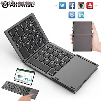 Mini Bluetooth Wireless Foldable Keyboard 3 Folding Portable With Touchpad • $35.46