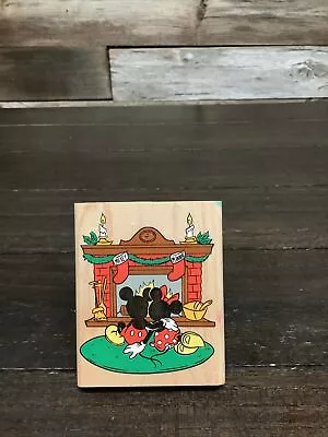 Mickey & Minnie Christmas In Front Of Fireplace Rubber Stamp By Rubber Stampede • $18.99