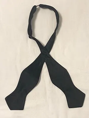 Black Silk Self Tie Satin Pointed End Bow Tie • $42