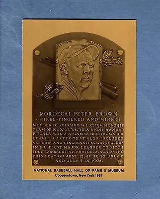 MORDECAI  3-FINGER  BROWN Cubs~Federal League Hall Of Fame METAL Plaque-card • $6