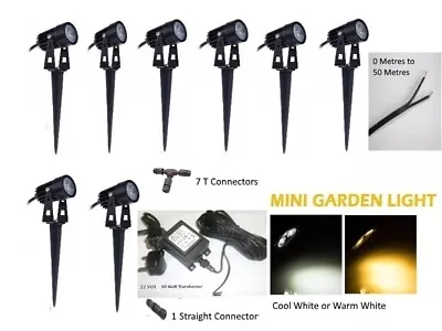 LED Garden Light Kit 12 V Volt 3W Outdoor Mini Spotlight & Spike 60W Transformer • £190