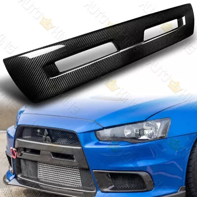 Fit 08-15 Mitsubishi Evolution 10 Carbon Fiber Front Bumper Center Grille Cover • $135.24