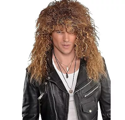 Glam Rock Wig 80's Rock Star Long Fancy Dress Halloween Adult Costume Accessory • $27.57