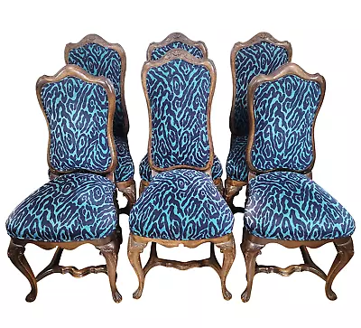 SET Of 6 Vintage 20th C Designer Country FRENCH PROVINCIAL Carved DINING CHAIRS • $1147.50