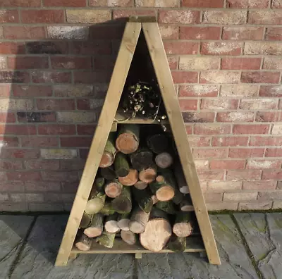 Small Wooden Wall Log Store Outdoor Garden Patio Log Store Shed Firewood Storage • £69.99