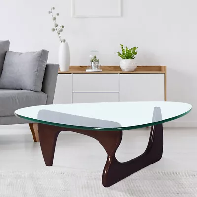 Isamu Noguchi-Style Coffee Table In Dark Walnut Solid Wood 12MM Tempered Glass • $259