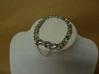 VINTAGE LANG STERLING SILVER DOUBLE LINK With HEARTS CHARM BRACELET 7” (1960s) • $38.99