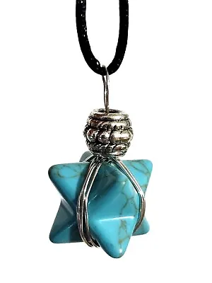 £6.98 • Buy Turquoise Howlite Merkaba Necklace Beaded Merkabah Pendant Corded Geometry Gem