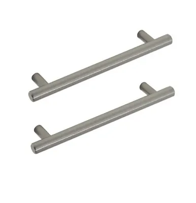 T Bar Door Handle Kitchen Cupboard Cabinet Brushed Nickel - 128mm Hole Centre X2 • £4.65