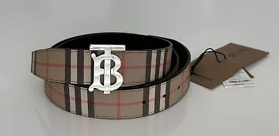 NWT $580 Burberry TB Leather Archive Beige Reversible Belt 42/105 8046568 Italy • $323.19